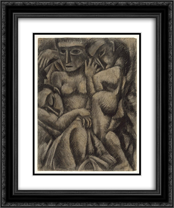 Composition with Four Figures 20x24 Black Ornate Wood Framed Art Print Poster with Double Matting by Weber, Max