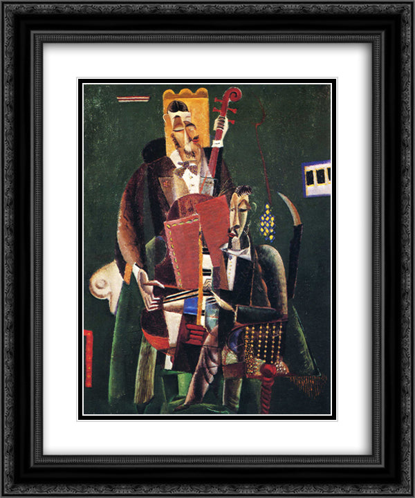 The Two Musicians 20x24 Black Ornate Wood Framed Art Print Poster with Double Matting by Weber, Max