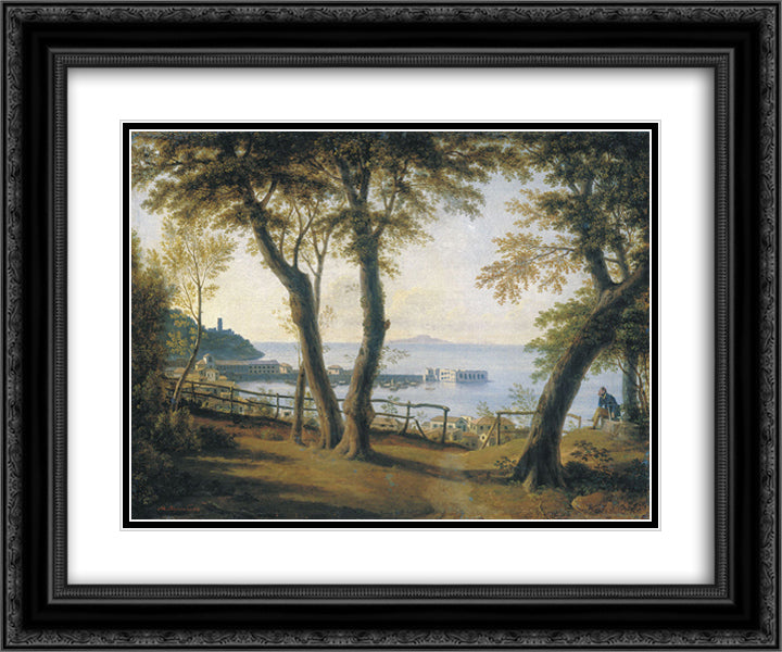 Italian Seaside Landscape 24x20 Black Ornate Wood Framed Art Print Poster with Double Matting by Vorobiev, Maxim