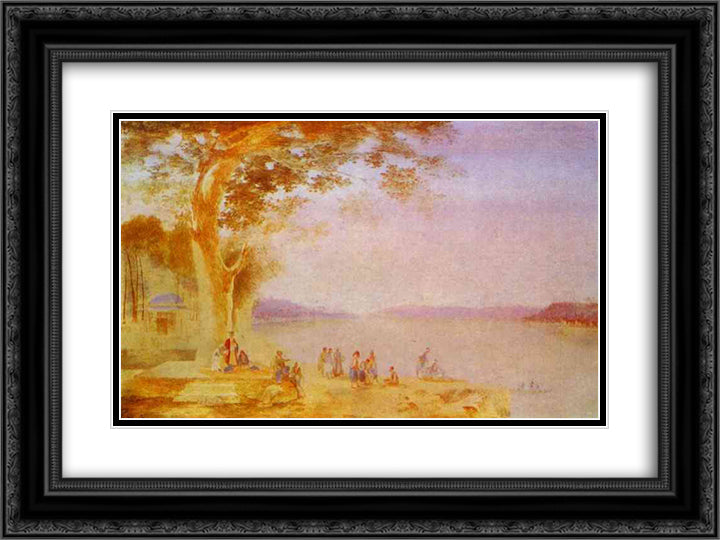 Oriental Landscape 24x18 Black Ornate Wood Framed Art Print Poster with Double Matting by Vorobiev, Maxim