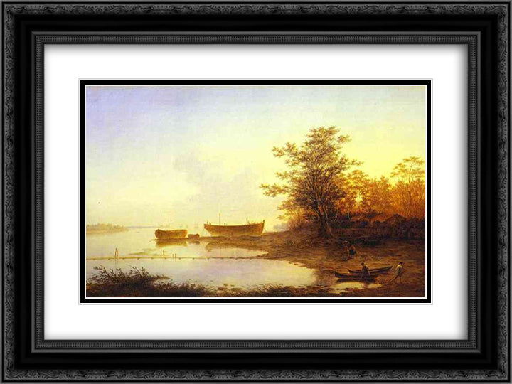 Sunrise. In the Suburbs of St. Petersburg 24x18 Black Ornate Wood Framed Art Print Poster with Double Matting by Vorobiev, Maxim