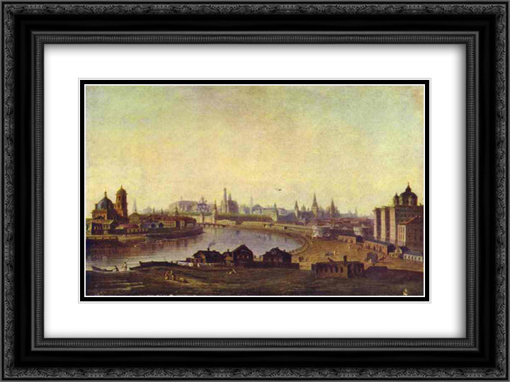 View of Moscow 24x18 Black Ornate Wood Framed Art Print Poster with Double Matting by Vorobiev, Maxim