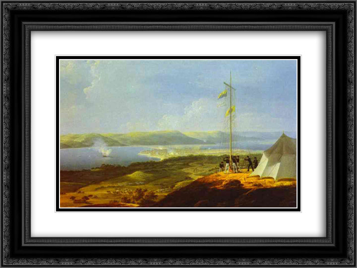 View of the Military Telegraph near Varna 24x18 Black Ornate Wood Framed Art Print Poster with Double Matting by Vorobiev, Maxim