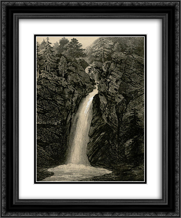Cascade de Garet 20x24 Black Ornate Wood Framed Art Print Poster with Double Matting by Lalanne, Maxime