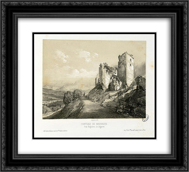 Chateau de Mauvesin, pres Bagneres de Bigorre 22x20 Black Ornate Wood Framed Art Print Poster with Double Matting by Lalanne, Maxime