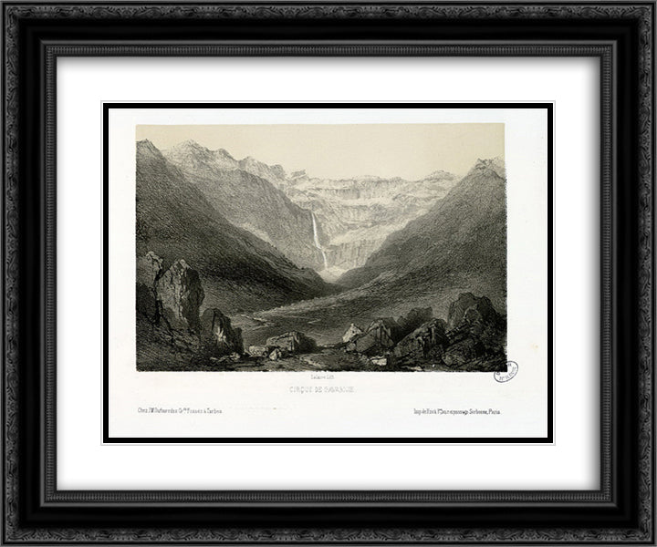 Cirque de Gavarnie 24x20 Black Ornate Wood Framed Art Print Poster with Double Matting by Lalanne, Maxime
