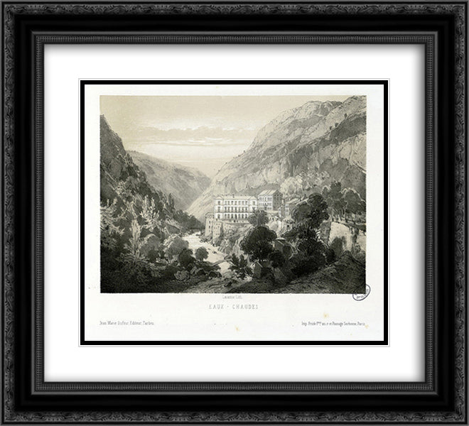 Eaux-Chaudes 22x20 Black Ornate Wood Framed Art Print Poster with Double Matting by Lalanne, Maxime
