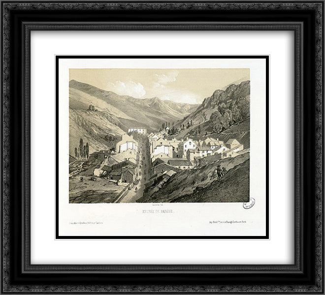 Entree de Barege 22x20 Black Ornate Wood Framed Art Print Poster with Double Matting by Lalanne, Maxime