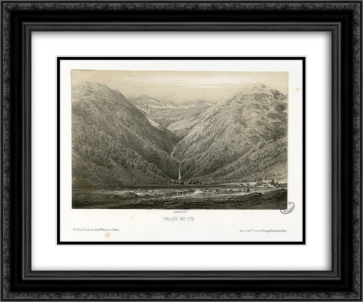 Vallee du Lys 24x20 Black Ornate Wood Framed Art Print Poster with Double Matting by Lalanne, Maxime