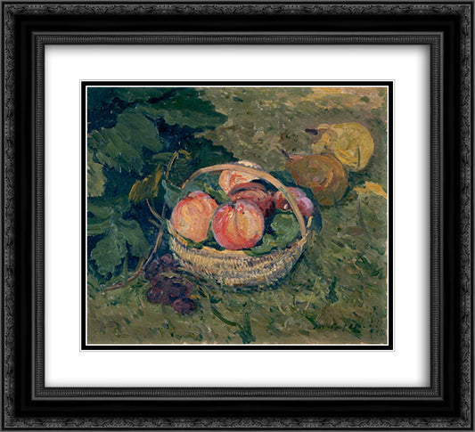 A fruitdish 22x20 Black Ornate Wood Framed Art Print Poster with Double Matting by Maufra, Maxime