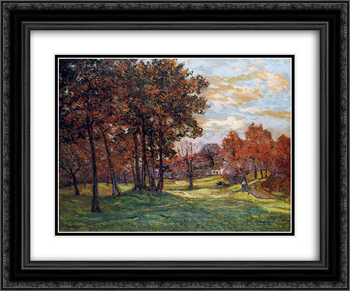 Autumn Landscape at Goulazon 24x20 Black Ornate Wood Framed Art Print Poster with Double Matting by Maufra, Maxime