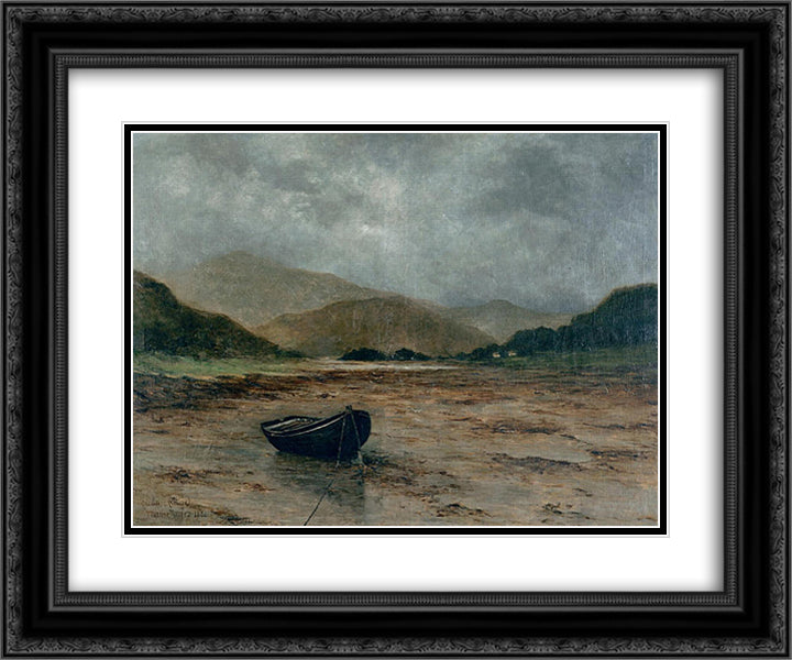 Beached boat 24x20 Black Ornate Wood Framed Art Print Poster with Double Matting by Maufra, Maxime