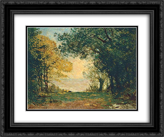 Beg-Meil at dusk 24x20 Black Ornate Wood Framed Art Print Poster with Double Matting by Maufra, Maxime