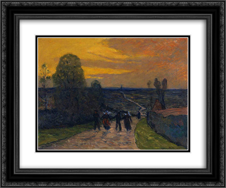 Bretons on the way 24x20 Black Ornate Wood Framed Art Print Poster with Double Matting by Maufra, Maxime