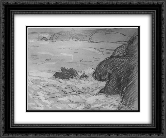 Cliffs and Sea 24x20 Black Ornate Wood Framed Art Print Poster with Double Matting by Maufra, Maxime