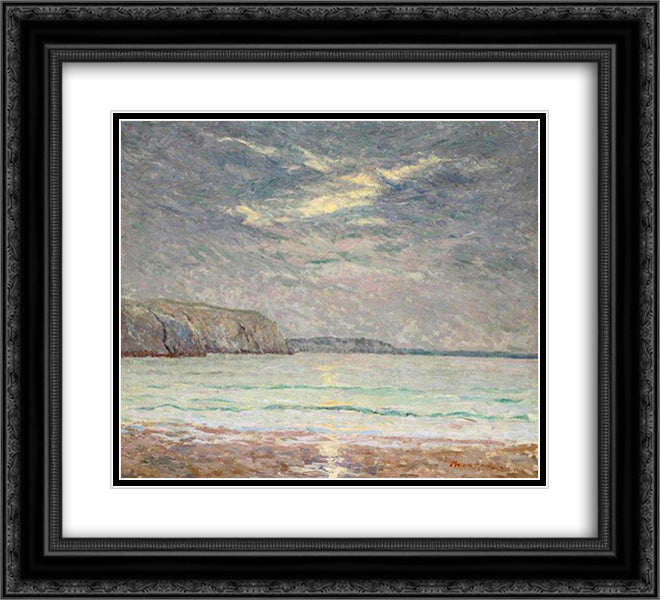 Cliffs at Sunset 22x20 Black Ornate Wood Framed Art Print Poster with Double Matting by Maufra, Maxime