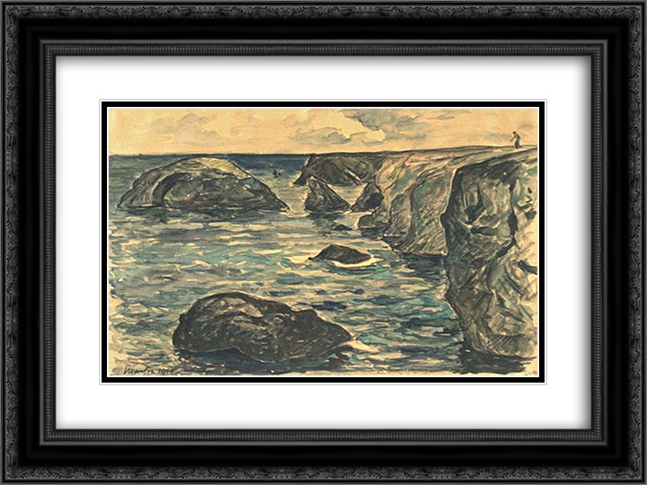 Cliffs of the wild coast 24x18 Black Ornate Wood Framed Art Print Poster with Double Matting by Maufra, Maxime