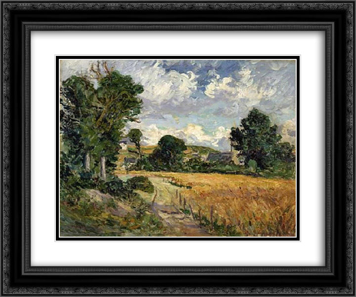 Cornfield in the Valley of Saint-Jean-du-Doigt 24x20 Black Ornate Wood Framed Art Print Poster with Double Matting by Maufra, Maxime