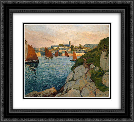 Douarnenez in Sunshine 22x20 Black Ornate Wood Framed Art Print Poster with Double Matting by Maufra, Maxime