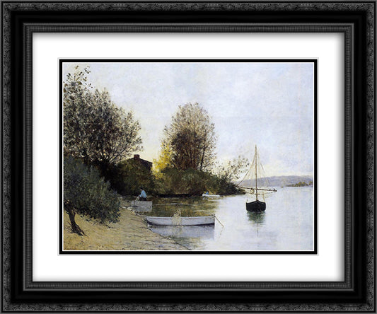 Fishermen on the Banks of the Loire 24x20 Black Ornate Wood Framed Art Print Poster with Double Matting by Maufra, Maxime