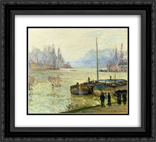 Flood (Joinville-le-Pont) 22x20 Black Ornate Wood Framed Art Print Poster with Double Matting by Maufra, Maxime