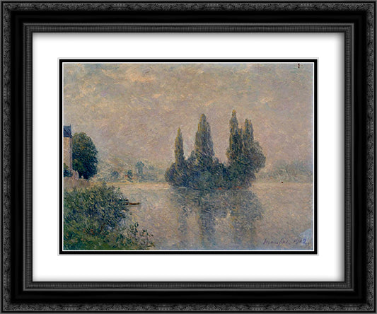 Fog on the Seine (The Andelys) 24x20 Black Ornate Wood Framed Art Print Poster with Double Matting by Maufra, Maxime