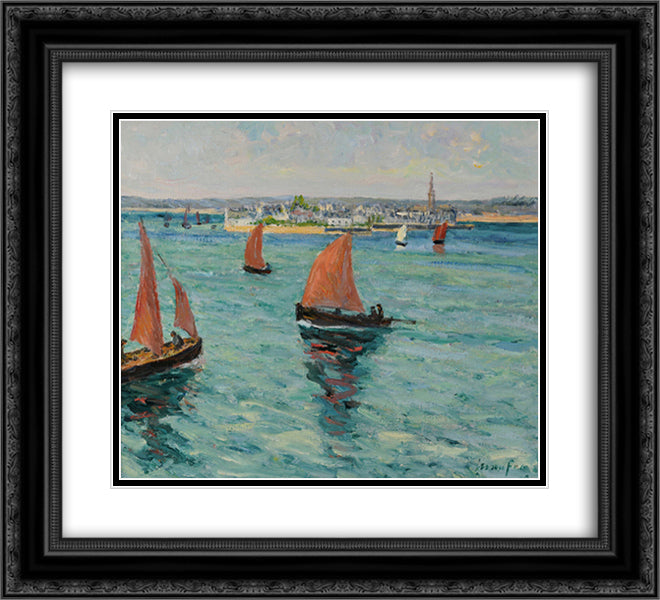 In front of the Isle Tudy 22x20 Black Ornate Wood Framed Art Print Poster with Double Matting by Maufra, Maxime