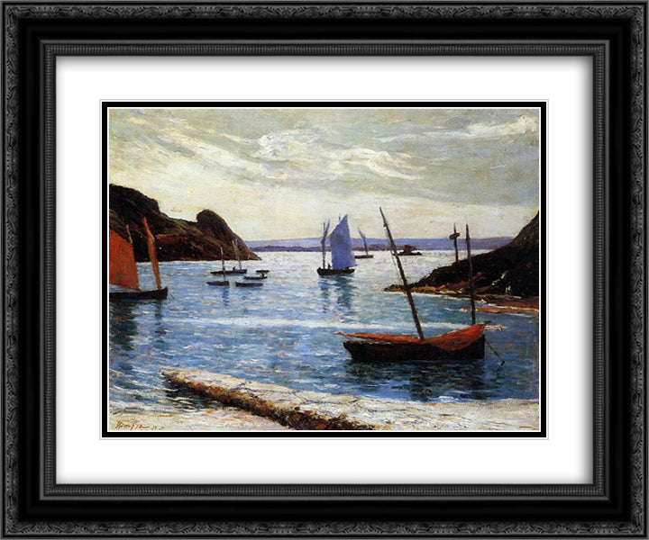 Isle of Brehat 24x20 Black Ornate Wood Framed Art Print Poster with Double Matting by Maufra, Maxime