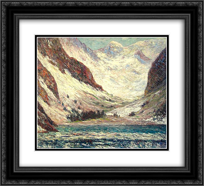 Lake Lovitel 22x20 Black Ornate Wood Framed Art Print Poster with Double Matting by Maufra, Maxime