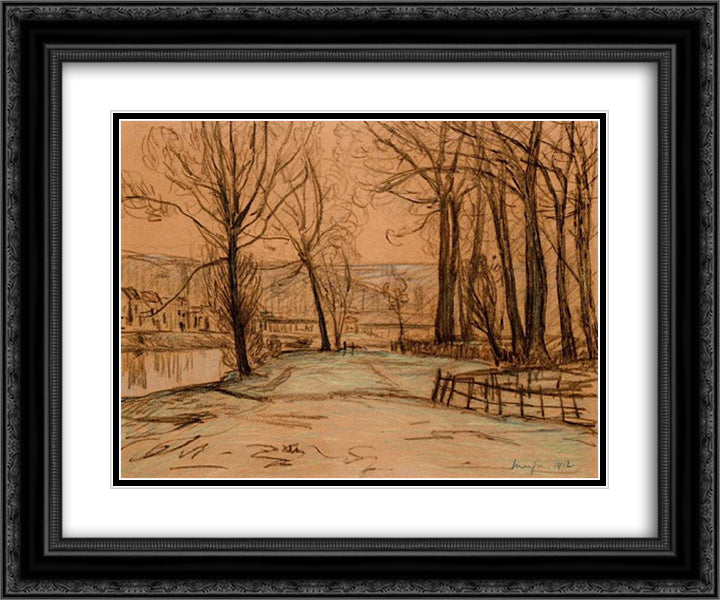 Landscape 24x20 Black Ornate Wood Framed Art Print Poster with Double Matting by Maufra, Maxime