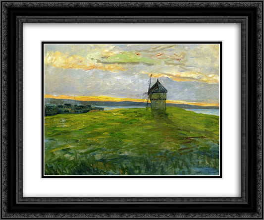 Landscape with Mill 24x20 Black Ornate Wood Framed Art Print Poster with Double Matting by Maufra, Maxime