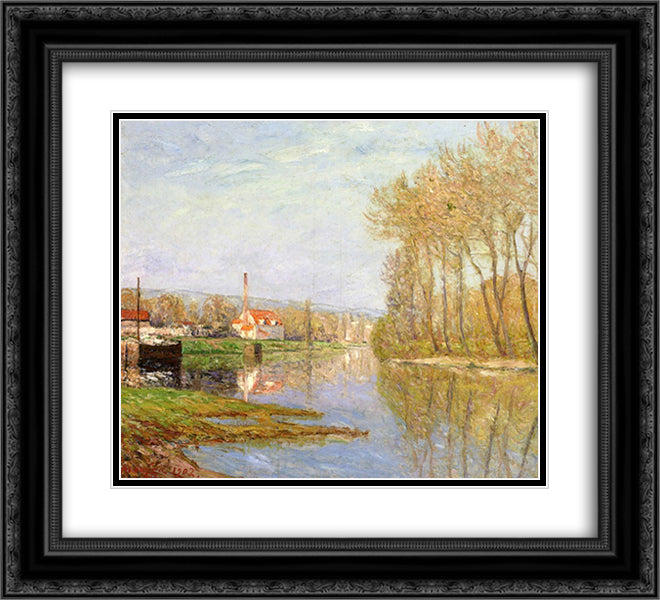 March Sunlight, Port-Marly 22x20 Black Ornate Wood Framed Art Print Poster with Double Matting by Maufra, Maxime