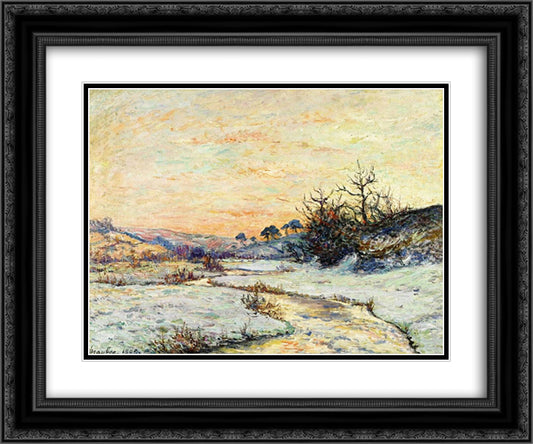 Morning in Winter 24x20 Black Ornate Wood Framed Art Print Poster with Double Matting by Maufra, Maxime