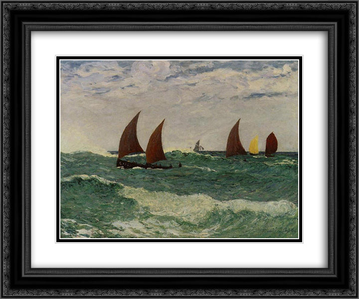 Passing through the Bar 24x20 Black Ornate Wood Framed Art Print Poster with Double Matting by Maufra, Maxime