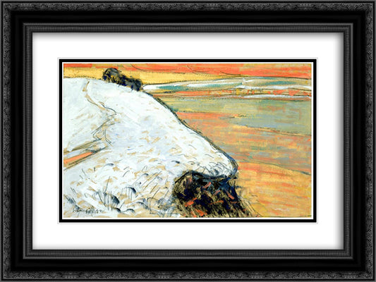 Pont-Aven, Red Sky 24x18 Black Ornate Wood Framed Art Print Poster with Double Matting by Maufra, Maxime