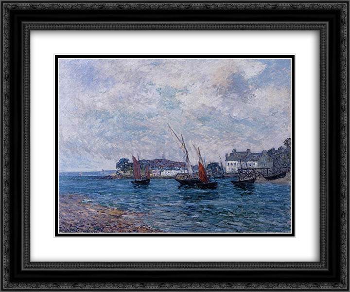 Reentering Port at Douarnenez (Finistere) 24x20 Black Ornate Wood Framed Art Print Poster with Double Matting by Maufra, Maxime