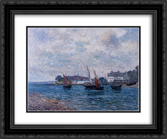 Reentering Port at Douarnenez (Finistere) 24x20 Black Ornate Wood Framed Art Print Poster with Double Matting by Maufra, Maxime