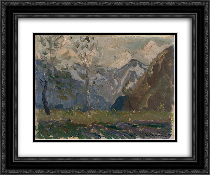 Study of mountains 24x20 Black Ornate Wood Framed Art Print Poster with Double Matting by Maufra, Maxime