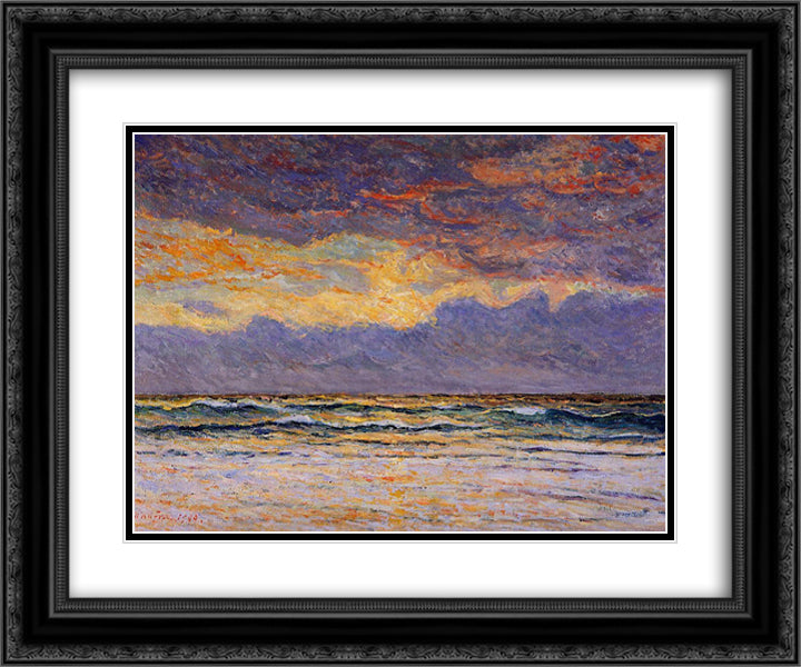 Sunset - Morgat 24x20 Black Ornate Wood Framed Art Print Poster with Double Matting by Maufra, Maxime