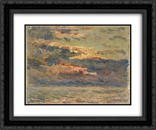 Sunset on the Sea 24x20 Black Ornate Wood Framed Art Print Poster with Double Matting by Maufra, Maxime