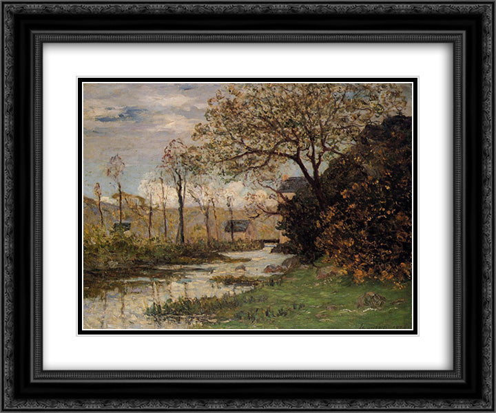 The Auray River 24x20 Black Ornate Wood Framed Art Print Poster with Double Matting by Maufra, Maxime