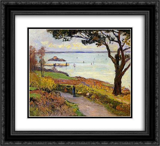 The Bay of Douarnenez 22x20 Black Ornate Wood Framed Art Print Poster with Double Matting by Maufra, Maxime