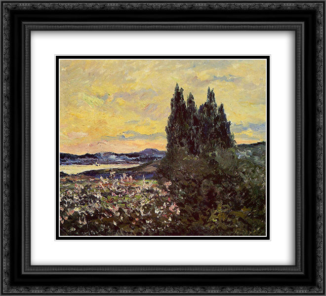 The Bay of Saint-Tropez 22x20 Black Ornate Wood Framed Art Print Poster with Double Matting by Maufra, Maxime