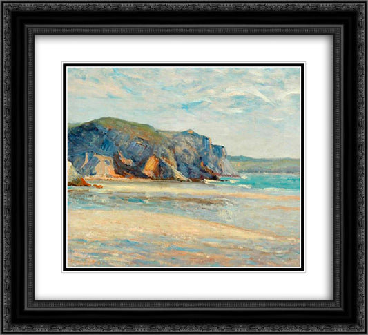 The Beach at Morgat, Finistere 22x20 Black Ornate Wood Framed Art Print Poster with Double Matting by Maufra, Maxime