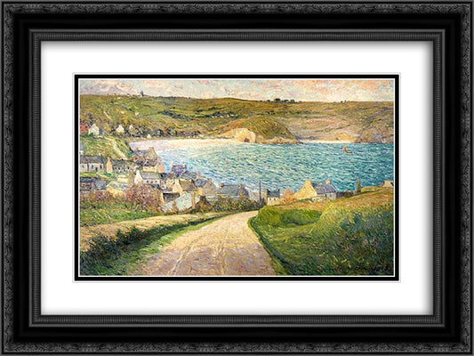 The Beach at Morgat 24x18 Black Ornate Wood Framed Art Print Poster with Double Matting by Maufra, Maxime