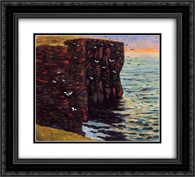 The Black Cliffs at Thurso 22x20 Black Ornate Wood Framed Art Print Poster with Double Matting by Maufra, Maxime