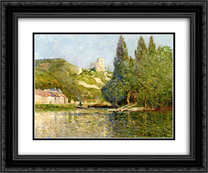 The castle Gaillard 24x20 Black Ornate Wood Framed Art Print Poster with Double Matting by Maufra, Maxime