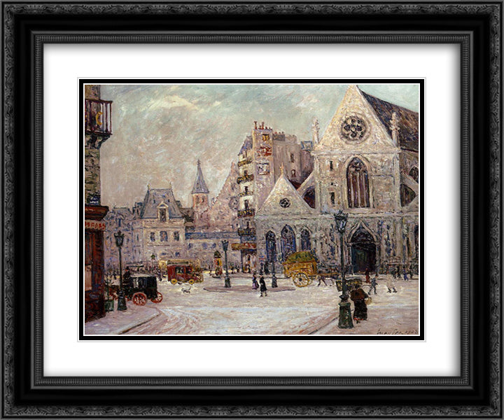 The Church of Saint Nicolas of the Fields, Saint Martin street 24x20 Black Ornate Wood Framed Art Print Poster with Double Matting by Maufra, Maxime