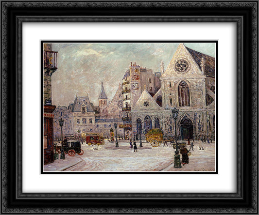 The Church of Saint Nicolas of the Fields, Saint Martin street 24x20 Black Ornate Wood Framed Art Print Poster with Double Matting by Maufra, Maxime