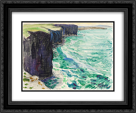 The Cliffs 24x20 Black Ornate Wood Framed Art Print Poster with Double Matting by Maufra, Maxime